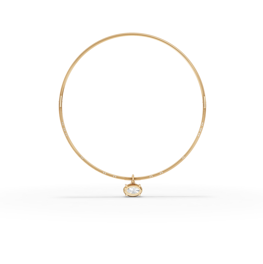 10.42 Ct Oval Solitaire Pendant Collar Necklace