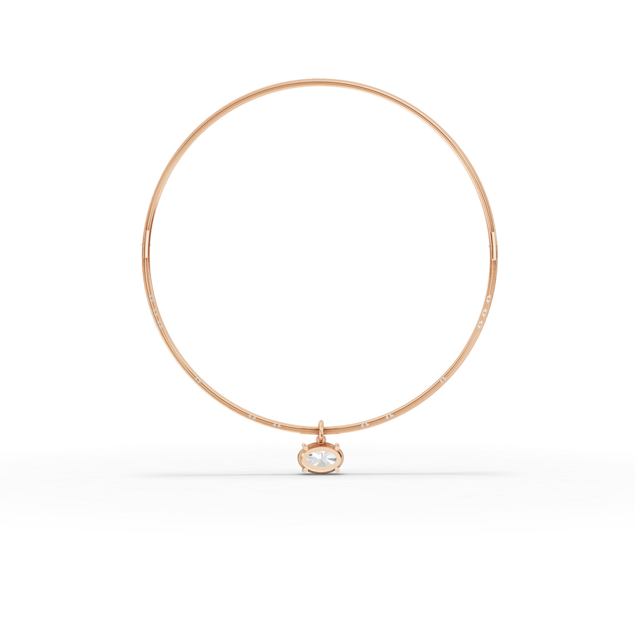 10.42 Ct Oval Solitaire Pendant Collar Necklace