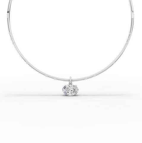 10.42 Ct Oval Solitaire Pendant Collar Necklace