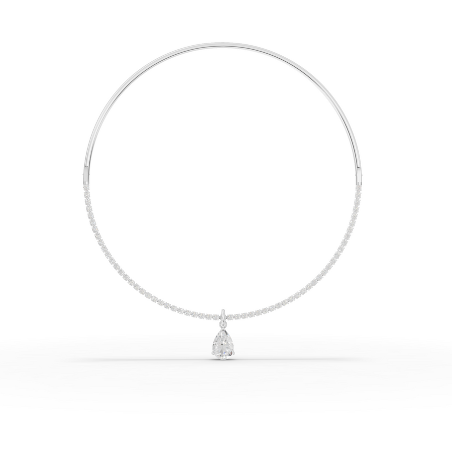 8.64 Ct Pear Solitaire Drop Collar Necklace