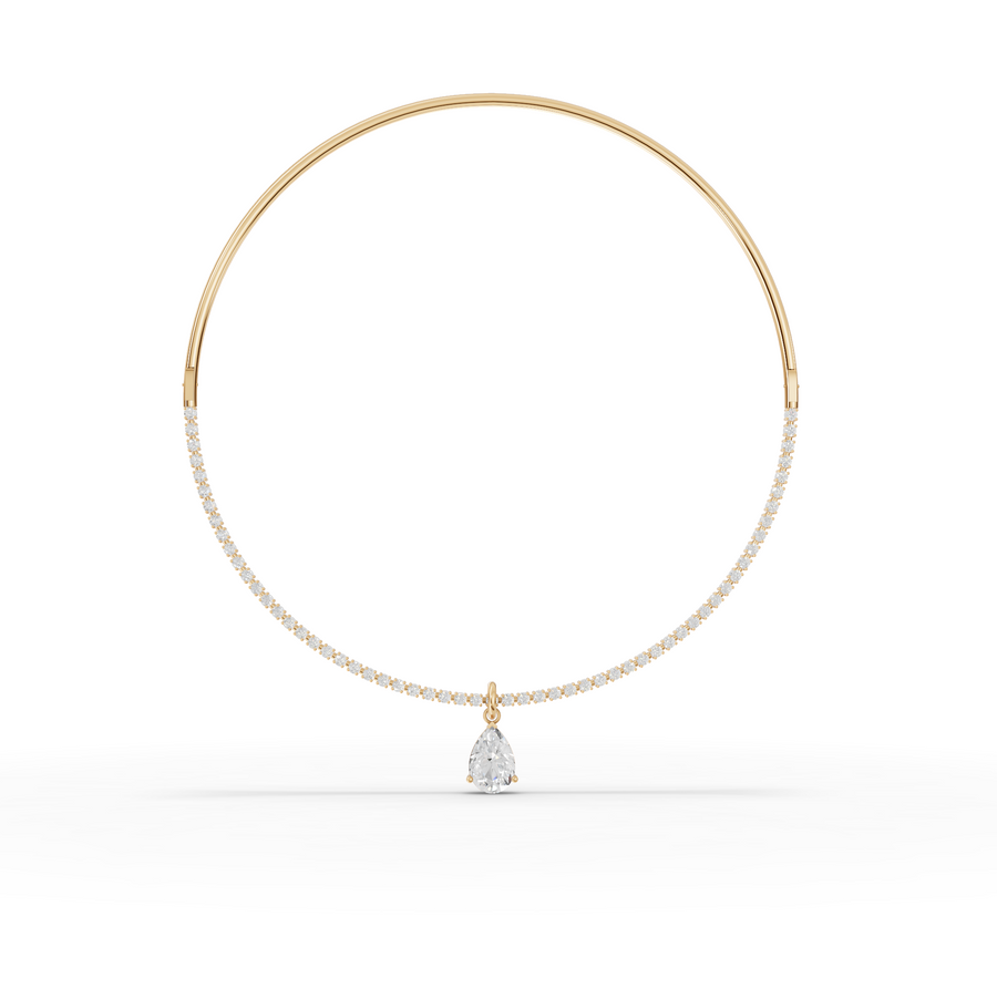8.64 Ct Pear Solitaire Drop Collar Necklace