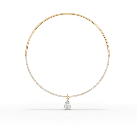 8.64 Ct Pear Solitaire Drop Collar Necklace