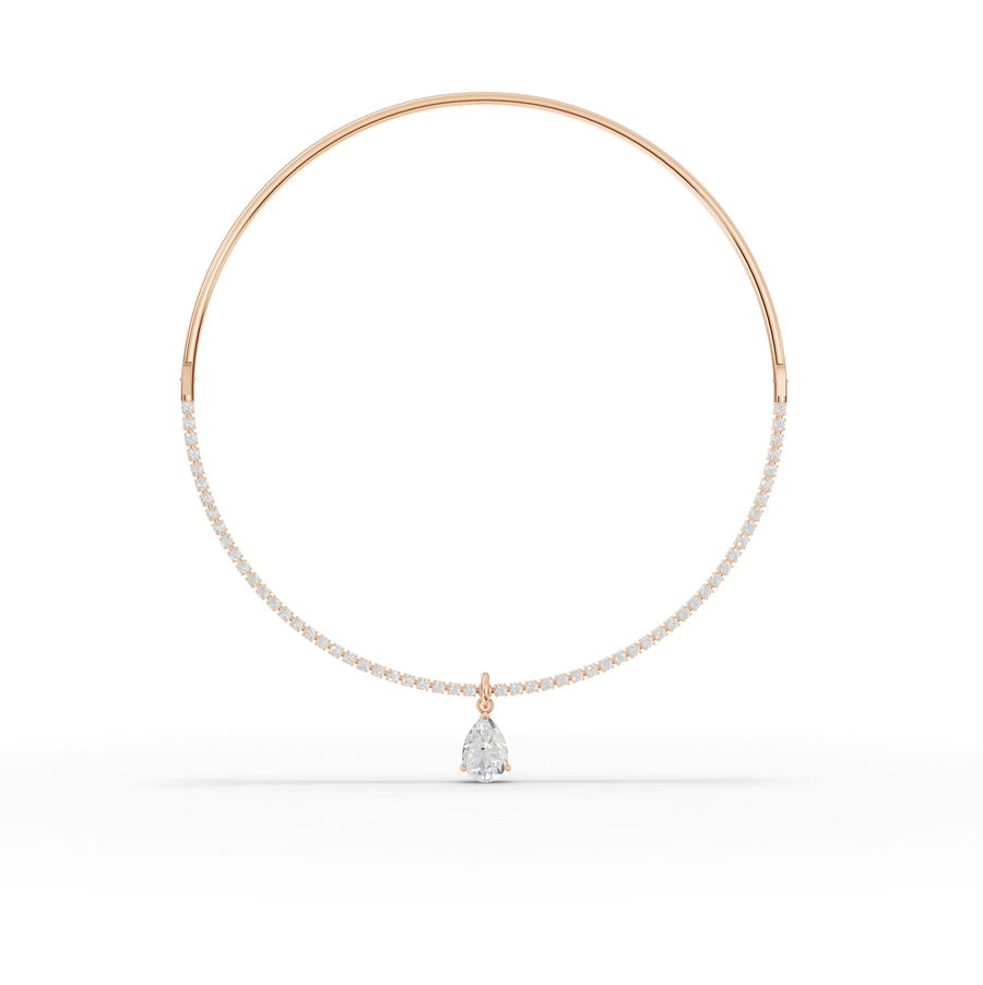 8.64 Ct Pear Solitaire Drop Collar Necklace