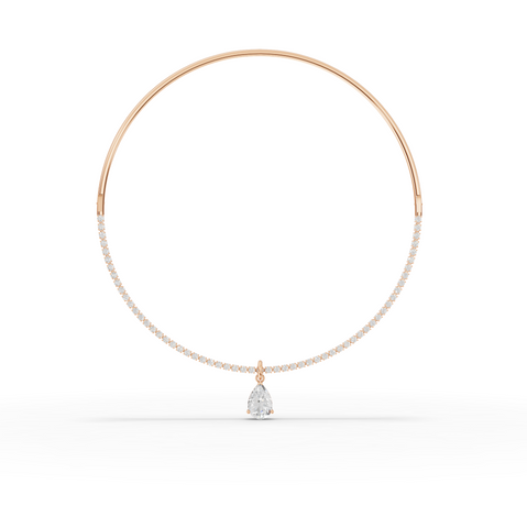8.64 Ct Pear Solitaire Drop Collar Necklace