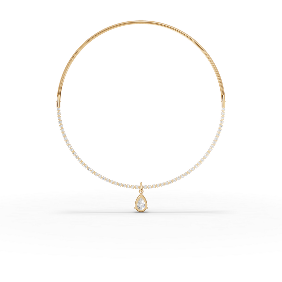 8.64 Ct Pear Solitaire Drop Collar Necklace
