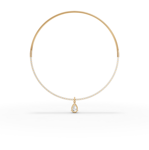 8.64 Ct Pear Solitaire Drop Collar Necklace