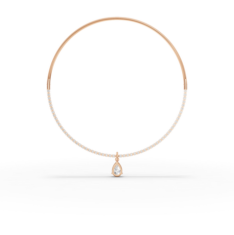 8.64 Ct Pear Solitaire Drop Collar Necklace