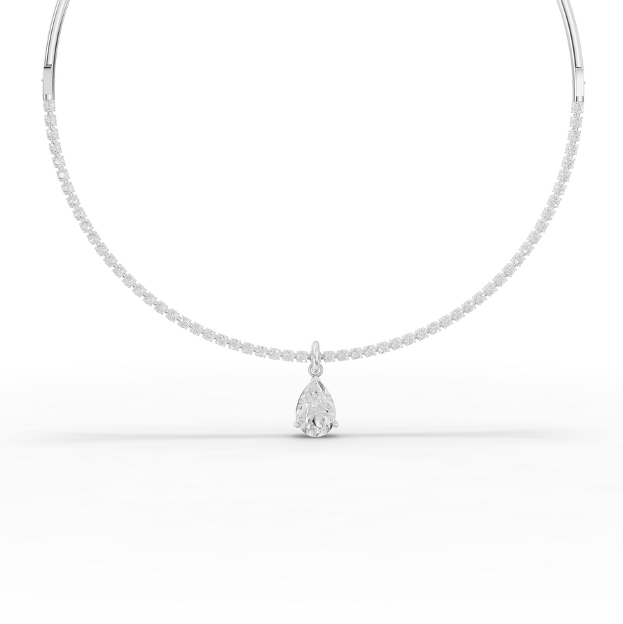 8.64 Ct Pear Solitaire Drop Collar Necklace
