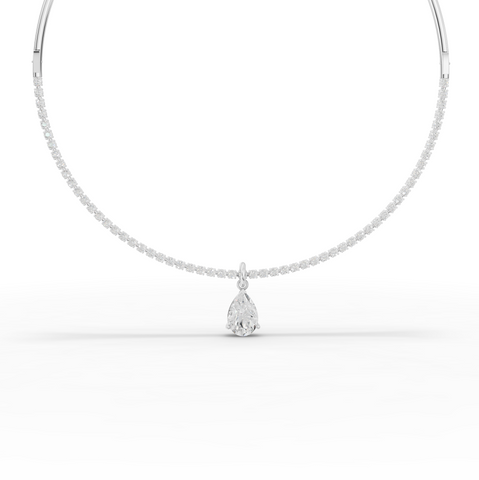 8.64 Ct Pear Solitaire Drop Collar Necklace