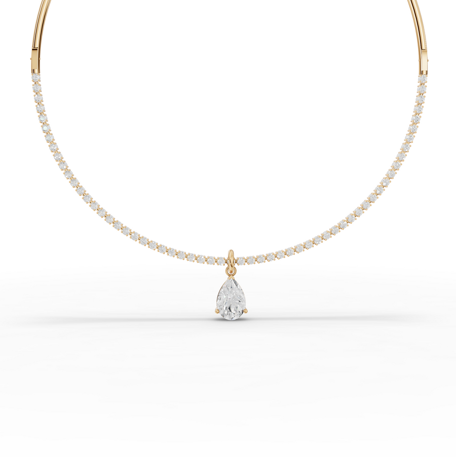 8.64 Ct Pear Solitaire Drop Collar Necklace