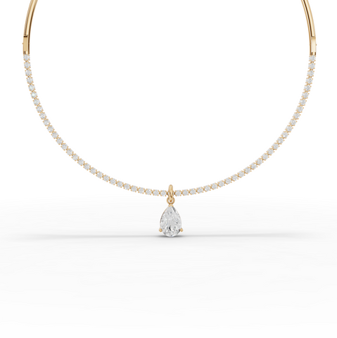 8.64 Ct Pear Solitaire Drop Collar Necklace