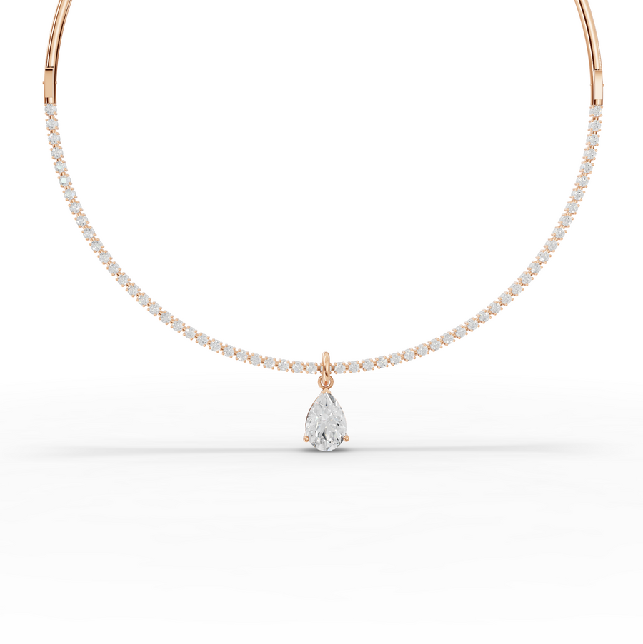8.64 Ct Pear Solitaire Drop Collar Necklace