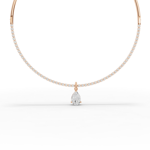 8.64 Ct Pear Solitaire Drop Collar Necklace