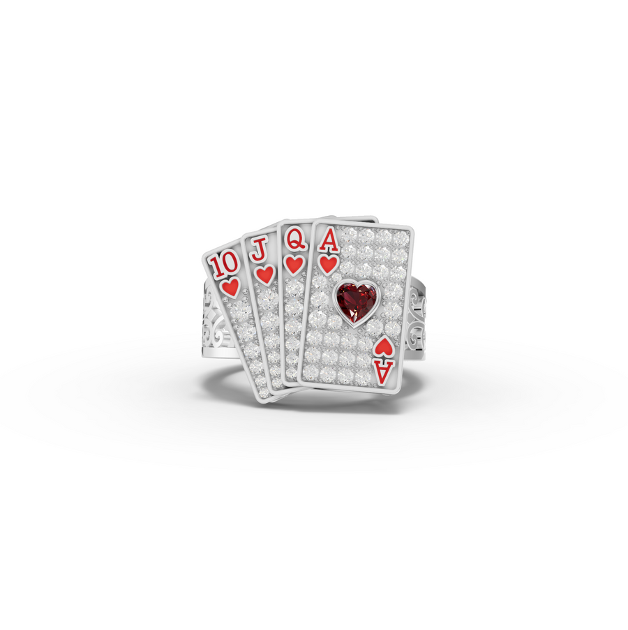 0.69 Ct Royal Flush Playing Cards Lab Grown Diamond Ring