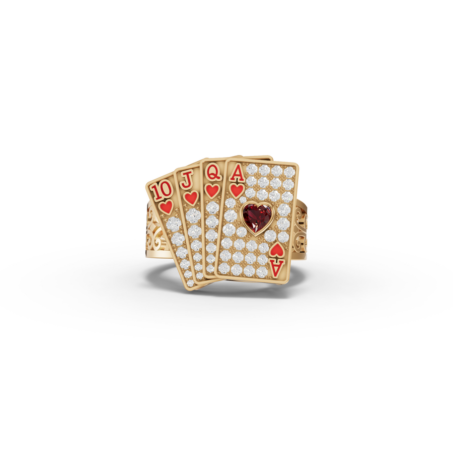 0.69 Ct Royal Flush Playing Cards Lab Grown Diamond Ring