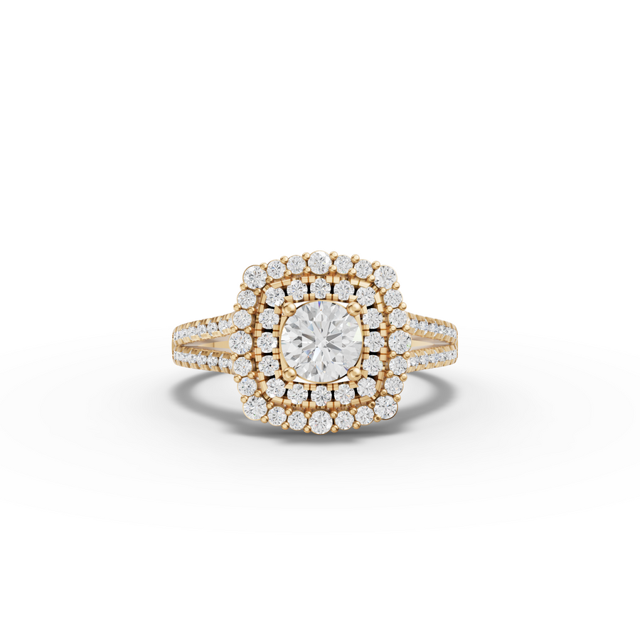 0.93 Ct Round Double Halo Lab Grown Diamond Ring