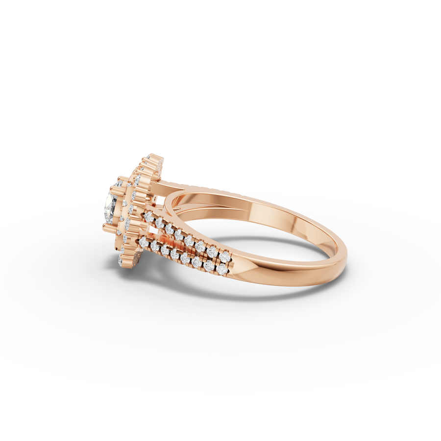 0.93 Ct Round Double Halo Lab Grown Diamond Ring