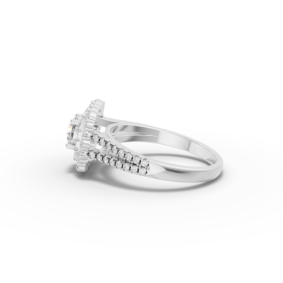 0.93 Ct Round Double Halo Lab Grown Diamond Ring