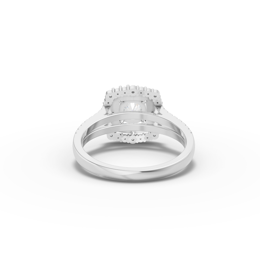 0.93 Ct Round Double Halo Lab Grown Diamond Ring