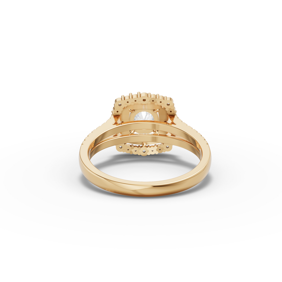 0.93 Ct Round Double Halo Lab Grown Diamond Ring