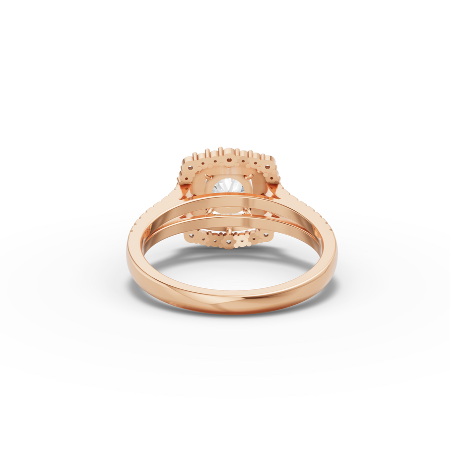 0.93 Ct Round Double Halo Lab Grown Diamond Ring
