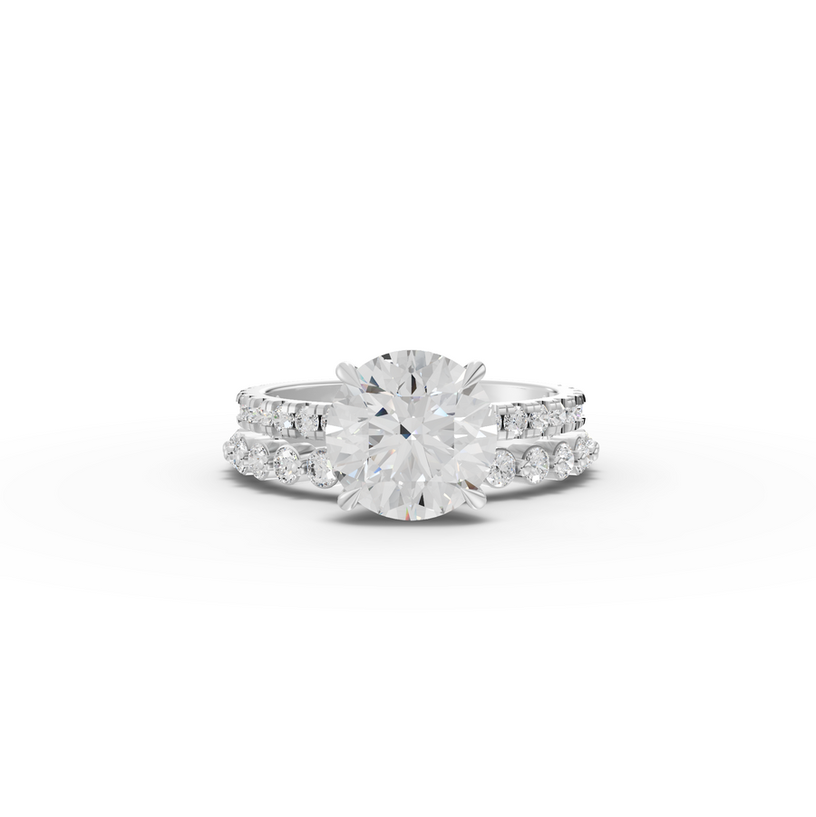 3.38 Ct Round Solitaire Lab Grown Diamond Ring Set