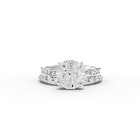 3.38 Ct Round Solitaire Lab Grown Diamond Ring Set