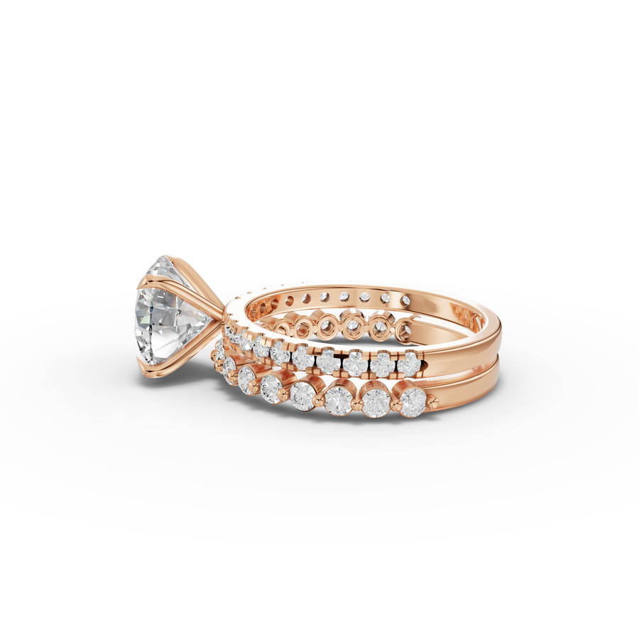 3.38 Ct Round Solitaire Lab Grown Diamond Ring Set