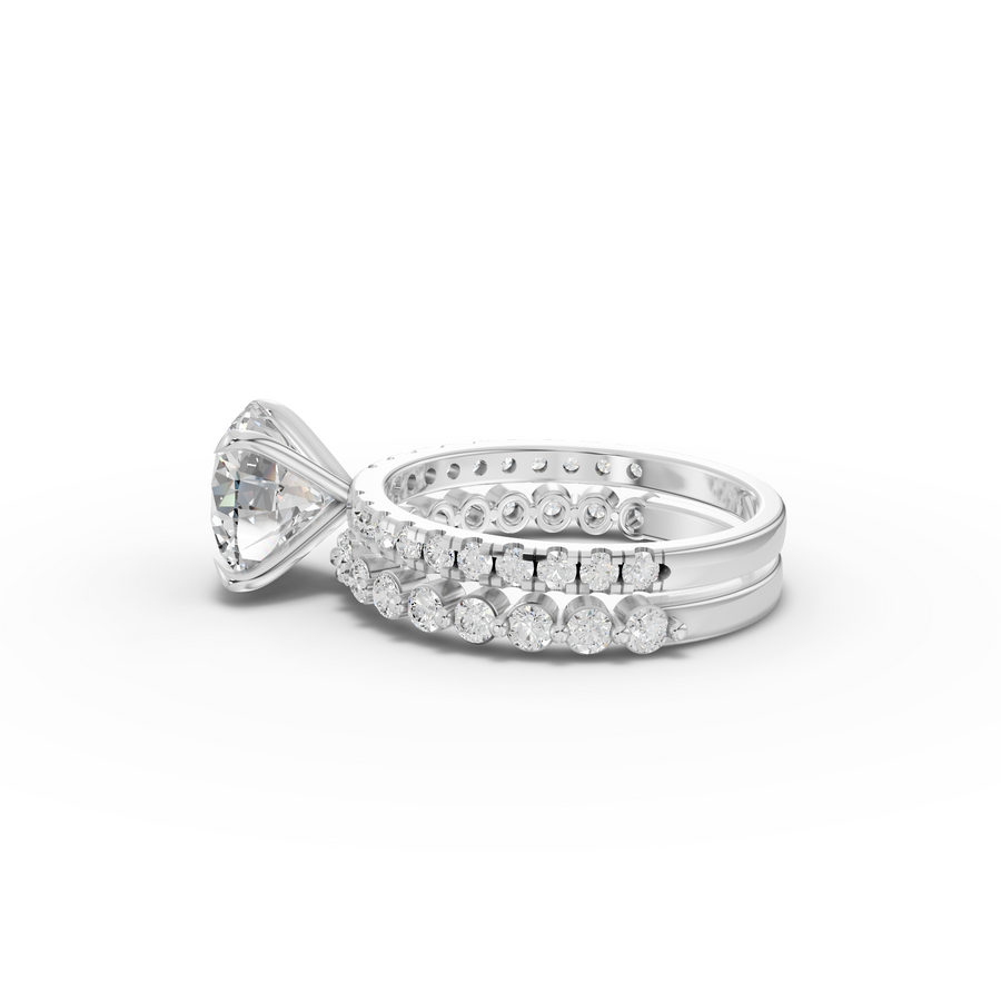 3.38 Ct Round Solitaire Lab Grown Diamond Ring Set