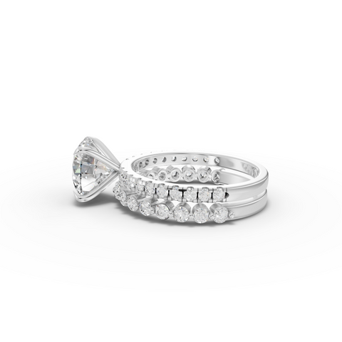 3.38 Ct Round Solitaire Lab Grown Diamond Ring Set