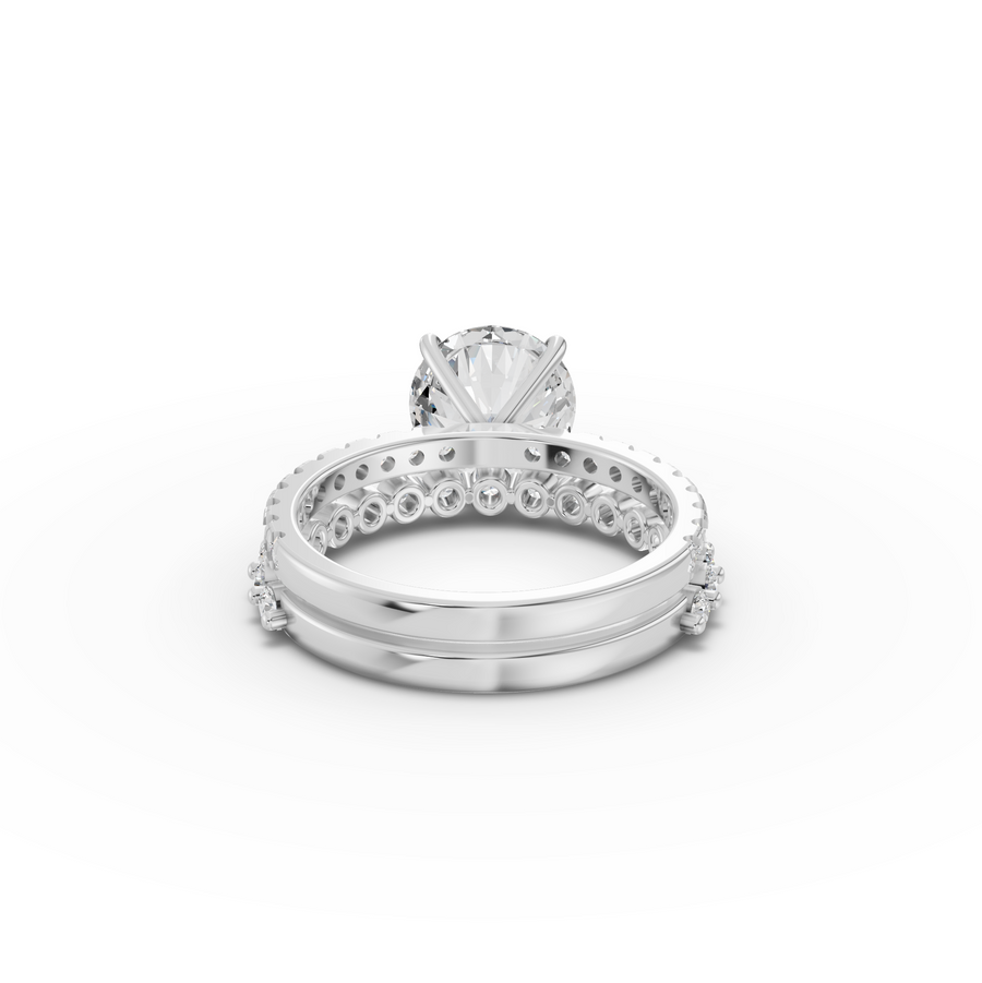 3.38 Ct Round Solitaire Lab Grown Diamond Ring Set