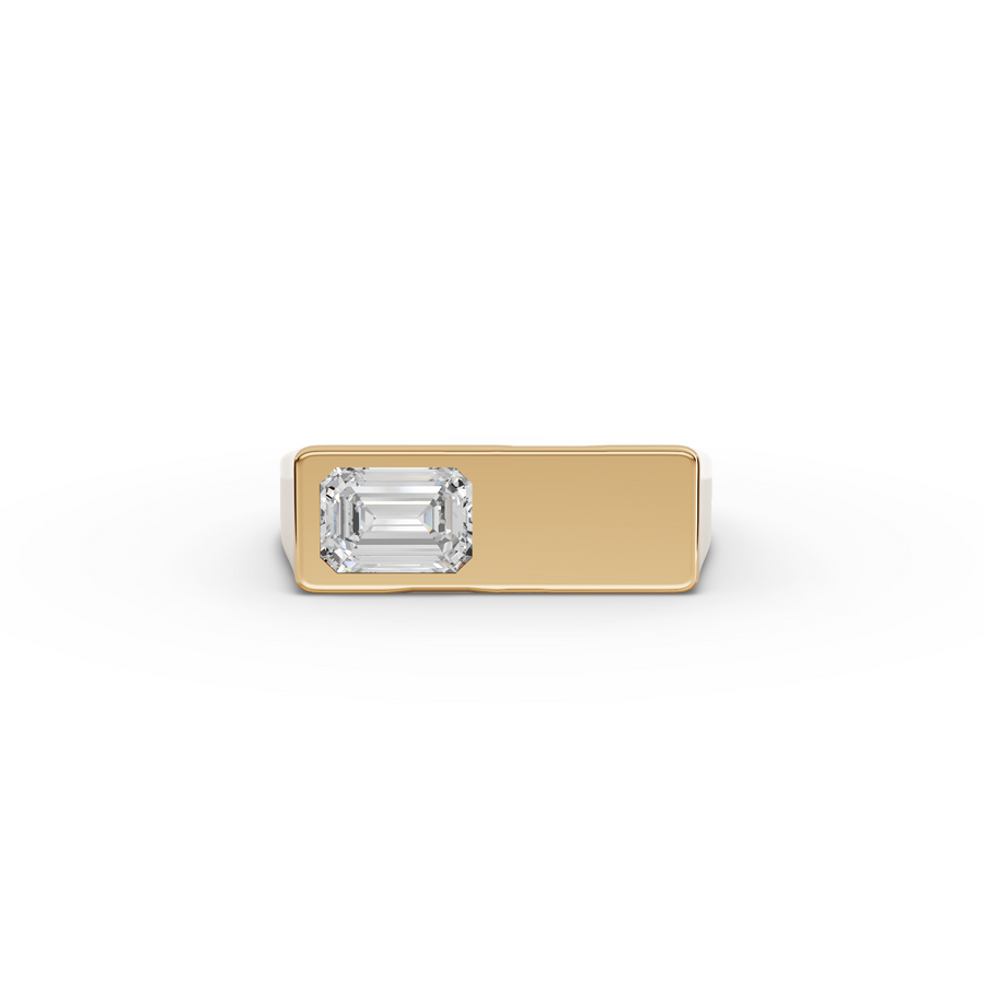 0.8 Ct Emerald Signet Lab Grown Diamond Ring