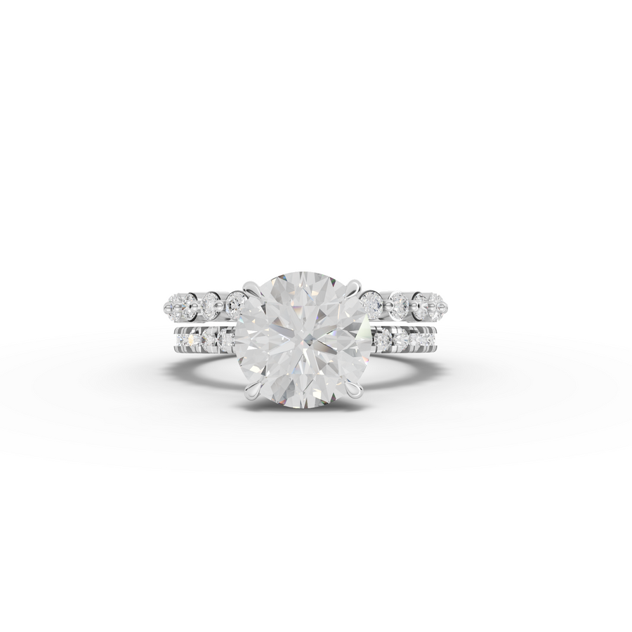 3.88 Ct Round Solitaire Lab Grown Diamond Ring Set