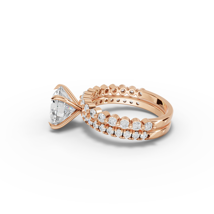 3.88 Ct Round Solitaire Lab Grown Diamond Ring Set