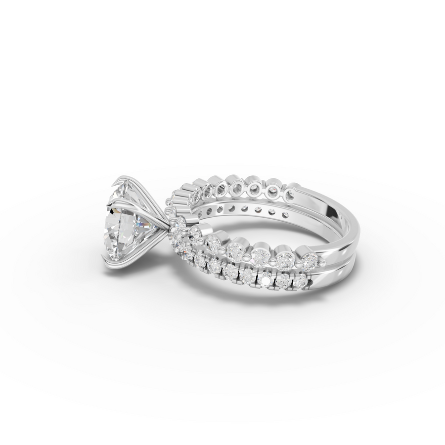 3.88 Ct Round Solitaire Lab Grown Diamond Ring Set