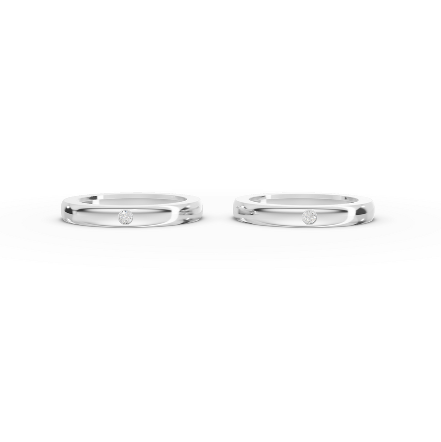 0.06 Ct Round Bezal Set Couple Band - new