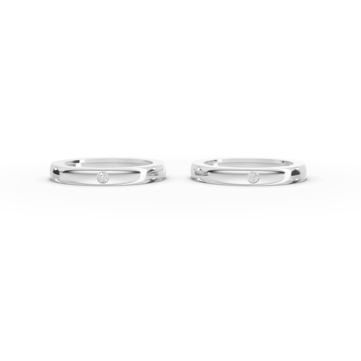 0.06 Ct Round Bezal Set Couple Band - new