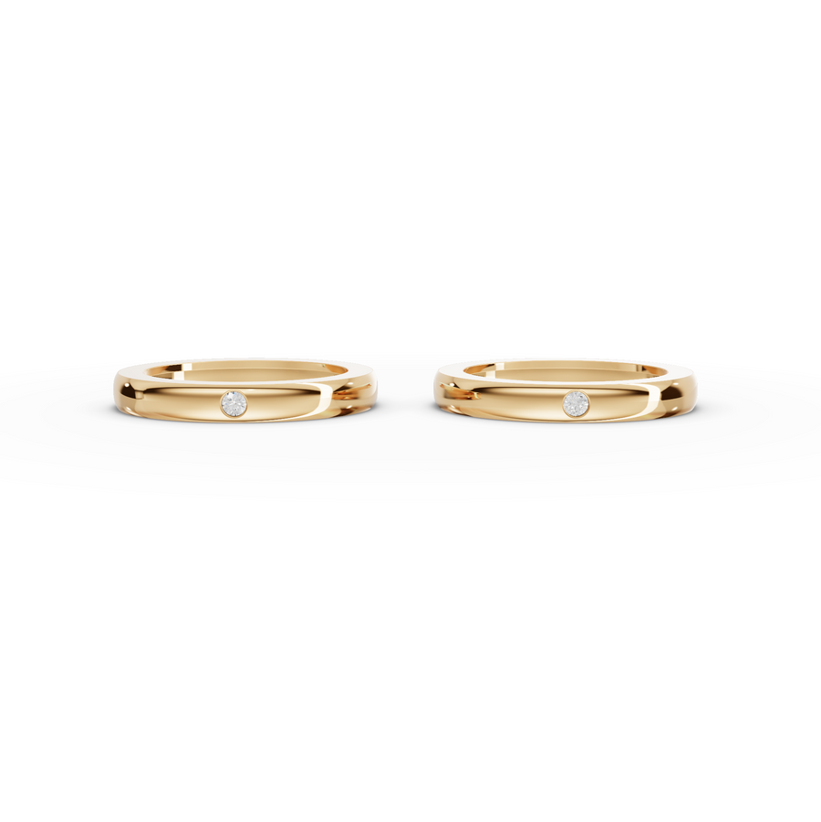 0.06 Ct Round Bezal Set Couple Band - new