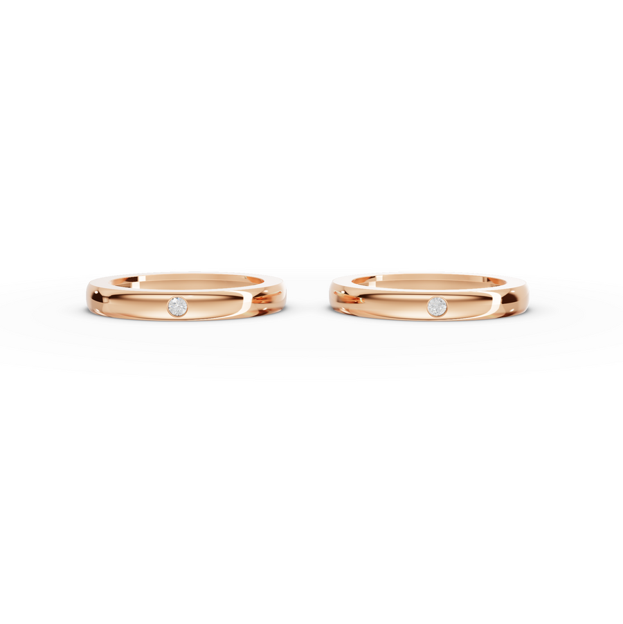 0.06 Ct Round Bezal Set Couple Band - new