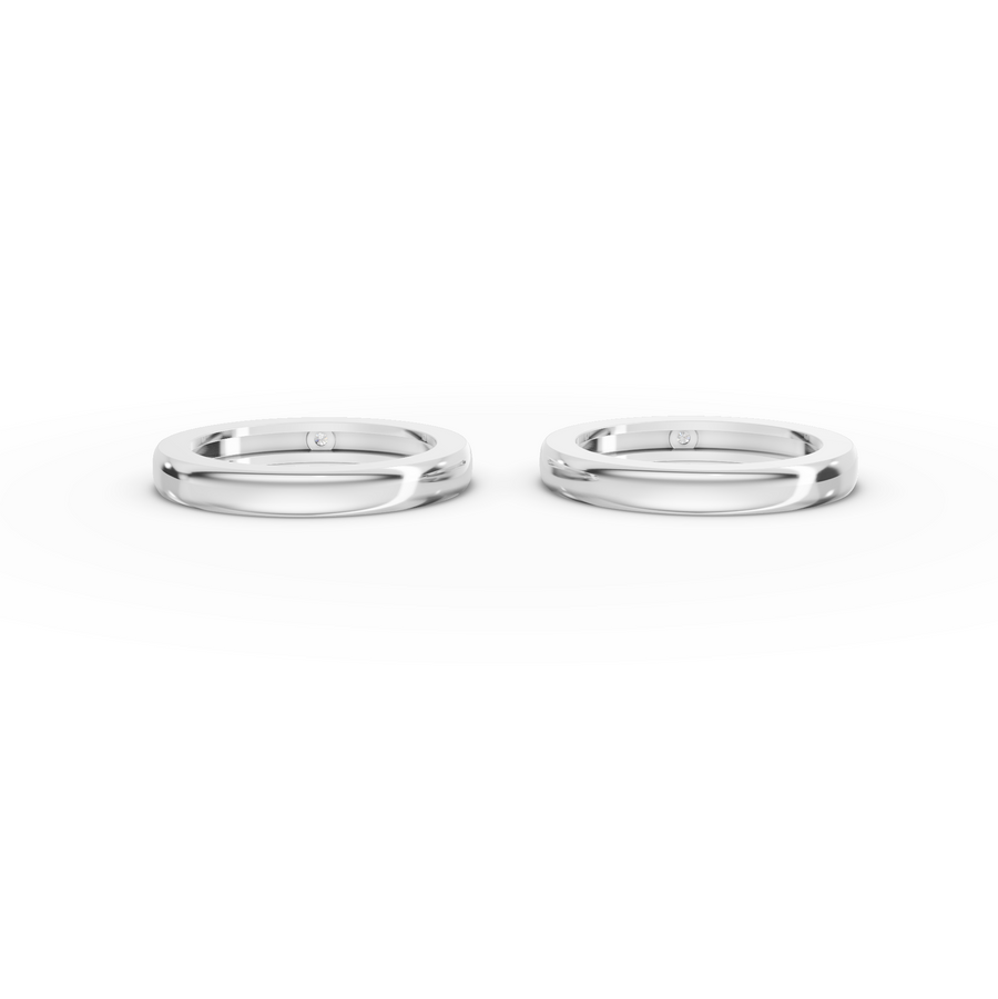 0.06 Ct Round Bezal Set Couple Band - new