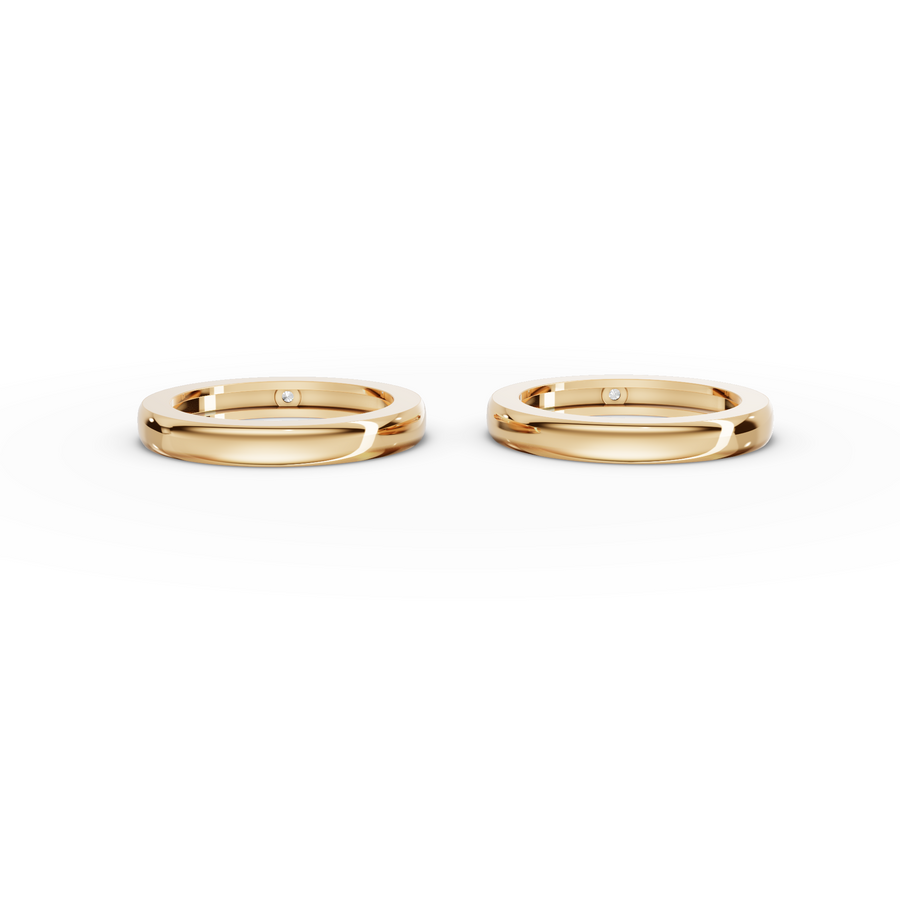 0.06 Ct Round Bezal Set Couple Band - new