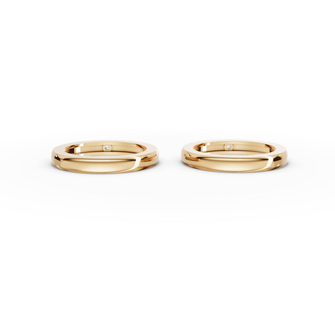 0.06 Ct Round Bezal Set Couple Band - new