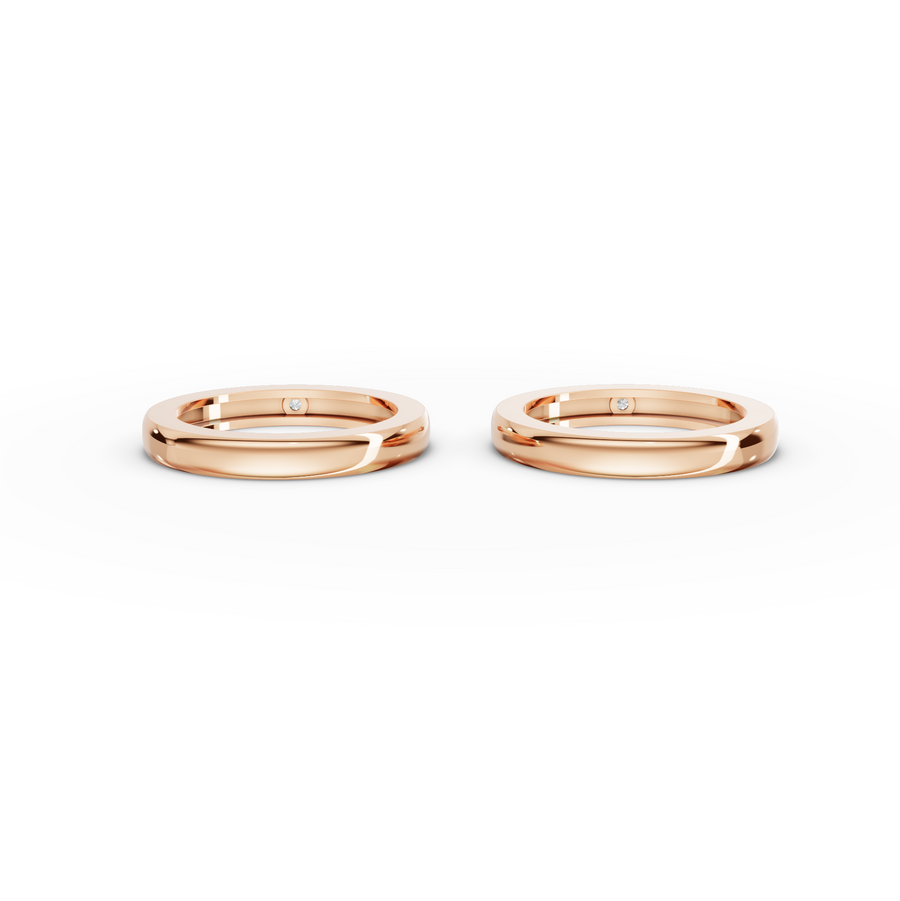 0.06 Ct Round Bezal Set Couple Band - new
