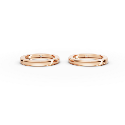 0.06 Ct Round Bezal Set Couple Band - new