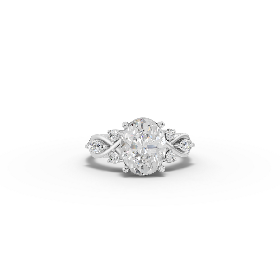 2.30 Ct Oval Solitaire With Side Stone Engagement Ring