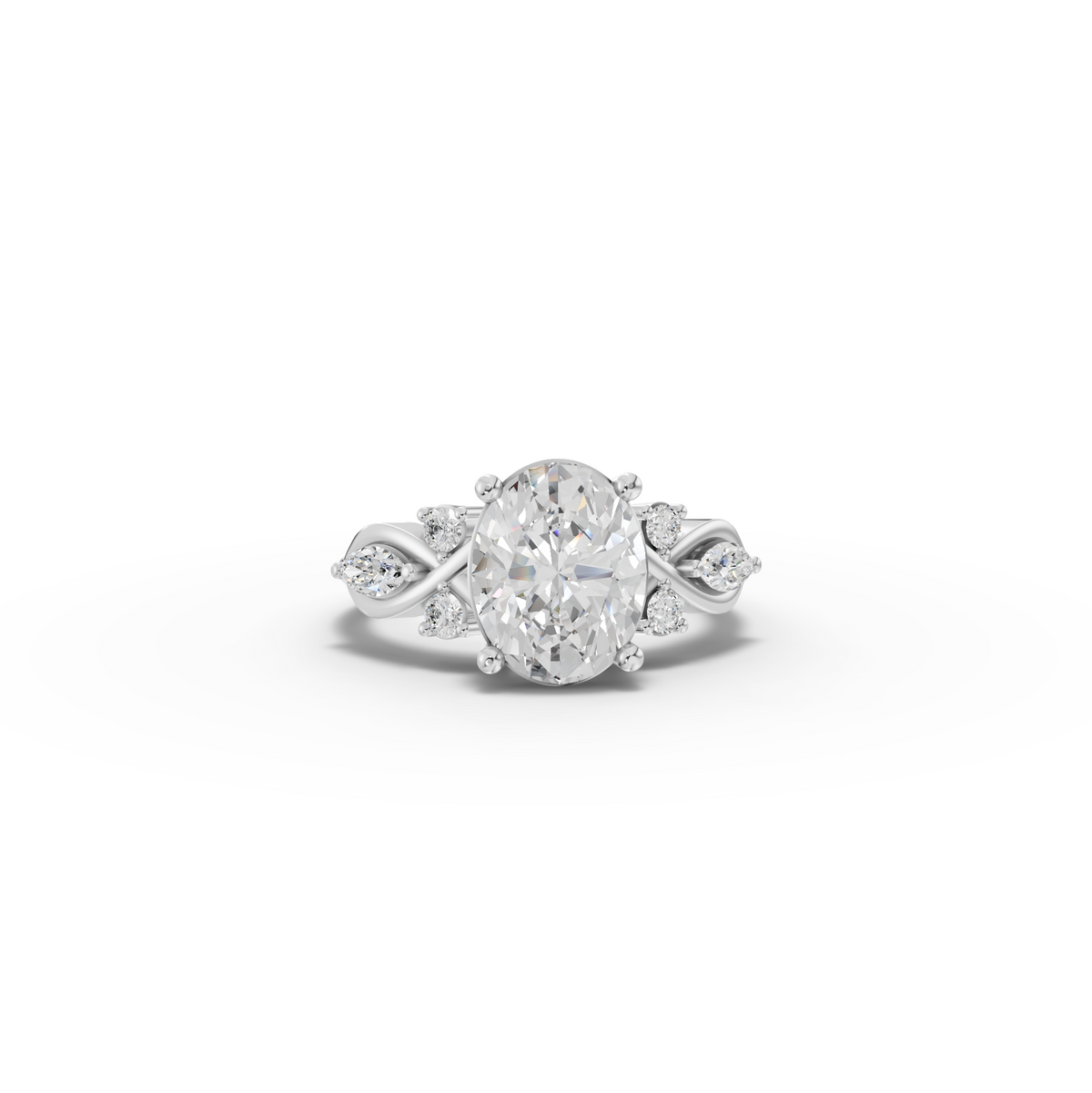 2.30 Ct Oval Solitaire With Side Stone Engagement Ring