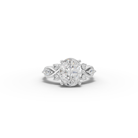 2.30 Ct Oval Solitaire With Side Stone Engagement Ring