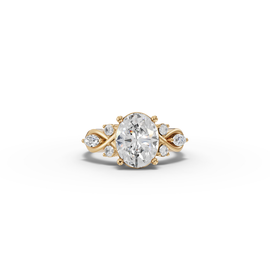 2.30 Ct Oval Solitaire With Side Stone Engagement Ring