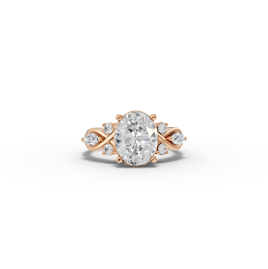 2.30 Ct Oval Solitaire With Side Stone Engagement Ring