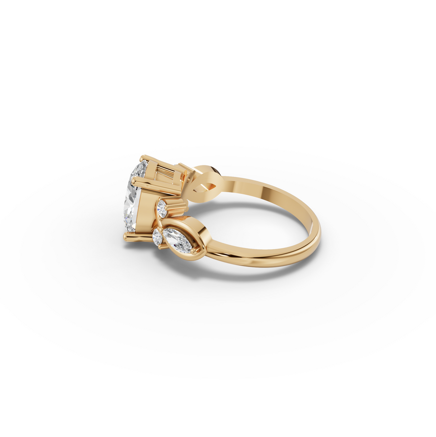 2.30 Ct Oval Solitaire With Side Stone Engagement Ring